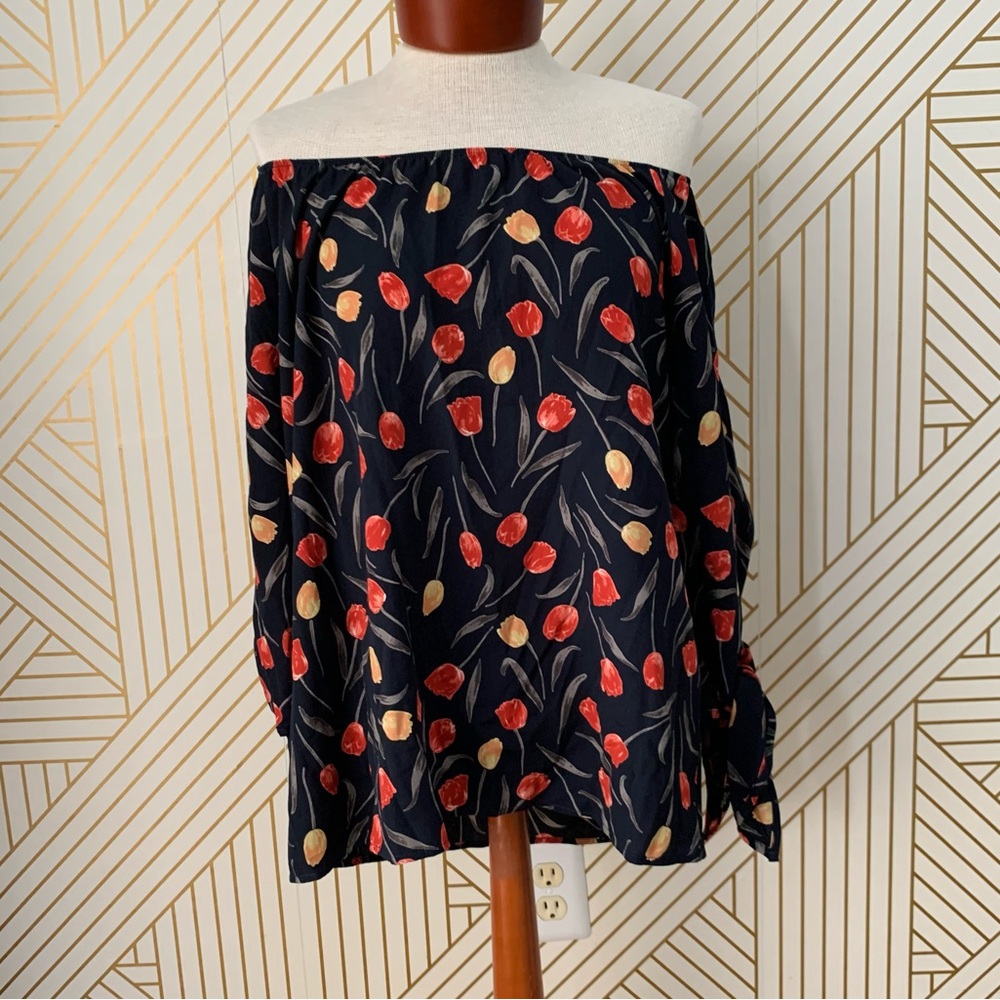 Le Lis Floral Tulip Off The Shoulder Blouse boho bohemian feminine romantic L - Picture 3 of 11